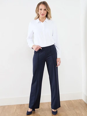 Trisha Navy Scuba Crepe Wide Leg Pants