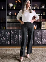 Trisha Grey Stripe Wide-Leg Trouser Scuba Crepe