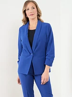 Ruched-Sleeve Blazer Cobalt