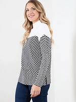 Chevron Mock Neck Pullover Sweater