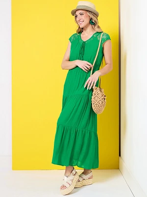 Crochet Back Maxi Dress
