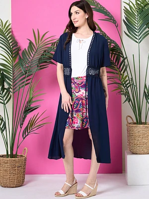 Gauze Lace Trim Kimono