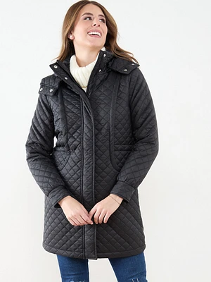 Quilted Black Mid-Weight Vegan Down Coat