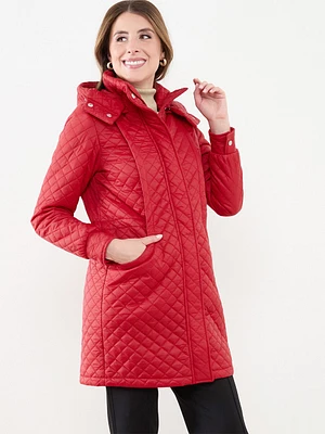 Quilted Crimson Mid-Weight Vegan Down Coat