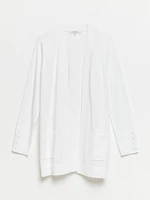 Petite White Open Knit Long Cardigan