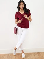 Petite Short Sleeve V-neck Sweater