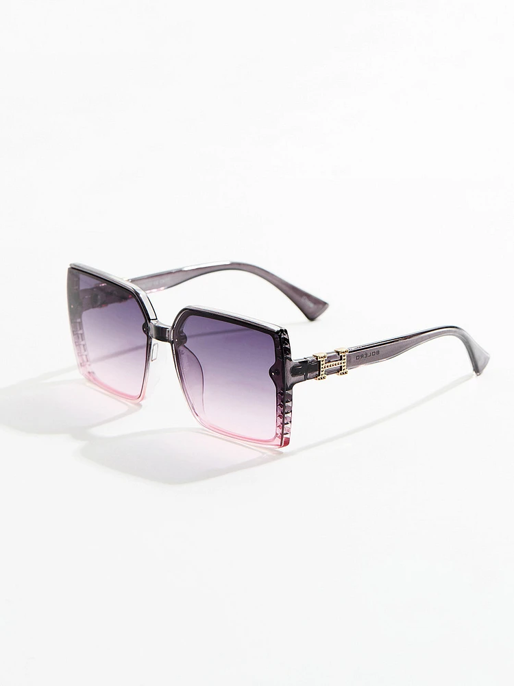 Black and Purple Ombre Square Sunglasses