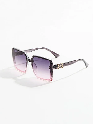 Black and Purple Ombre Square Sunglasses