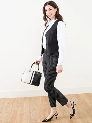 Emily Microtwill Slim Leg Grid Pant