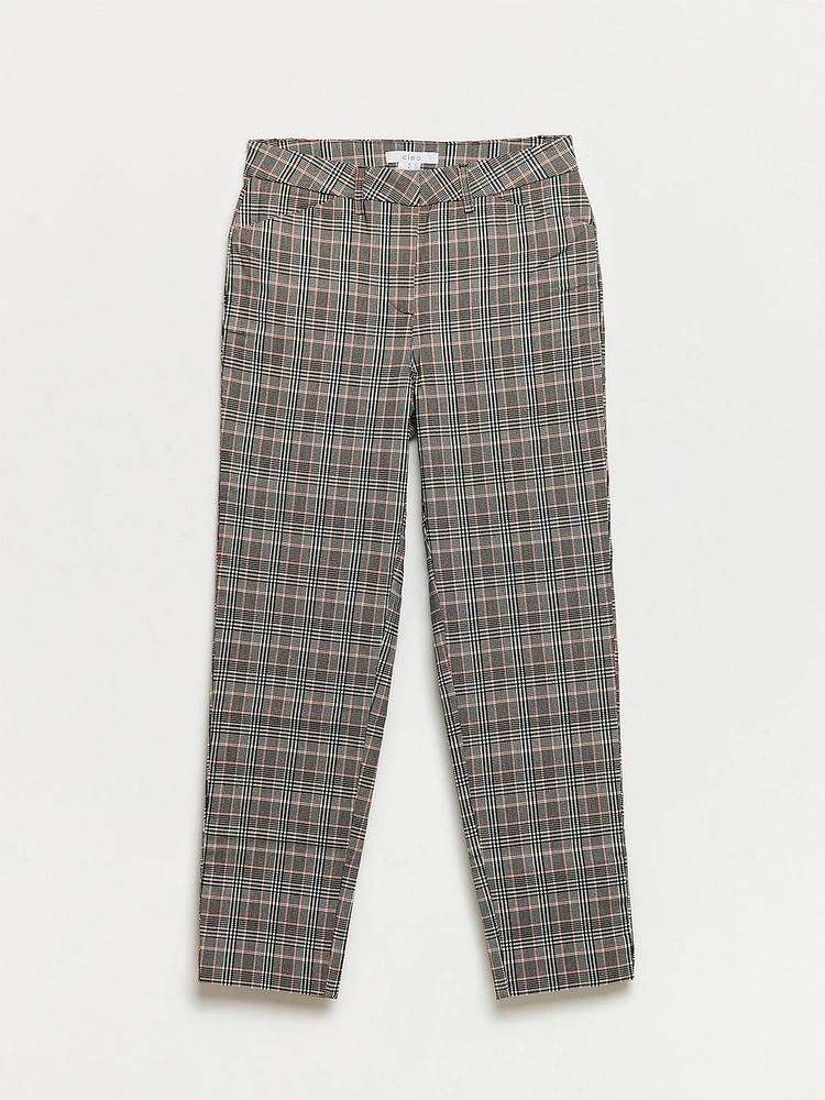 Christy Plaid Slim Ankle Pant Microtwill
