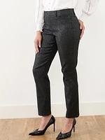 Emily Microtwill Slim Leg Black Pant with Silver Print