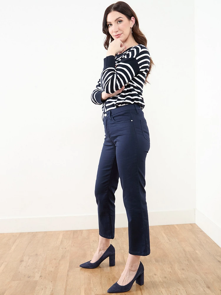 Olivia Straight Fit Navy Coloured Ankle Jean