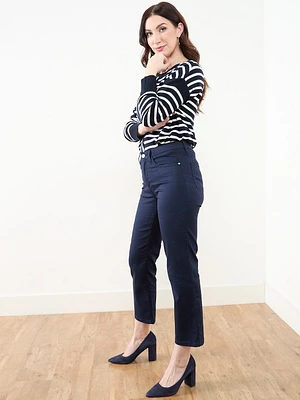 Olivia Straight Fit Navy Coloured Ankle Jean