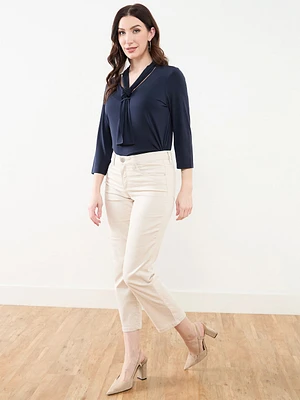 Olivia Straight Fit Stone Coloured Ankle Jean