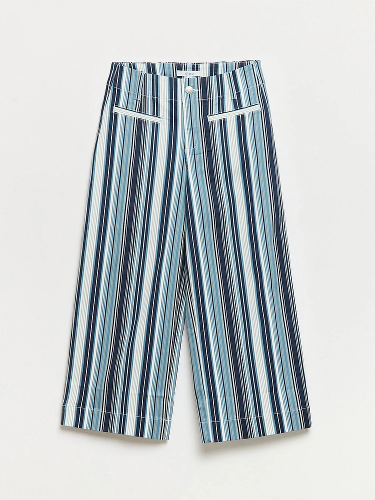 Haylie Striped Wide Crop Jean