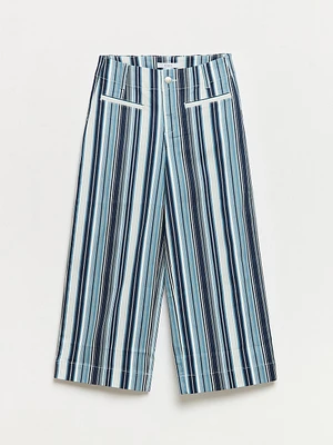 Haylie Striped Wide Crop Jean