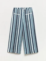 Haylie Striped Wide Crop Jean