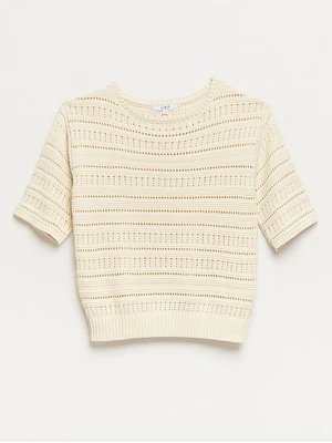 Petite Crochet Pullover Sweater