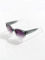 Grey and Clear Ombre Round Sunglasses
