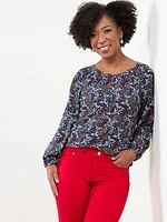 Petite Button Front Relaxed Fit Top