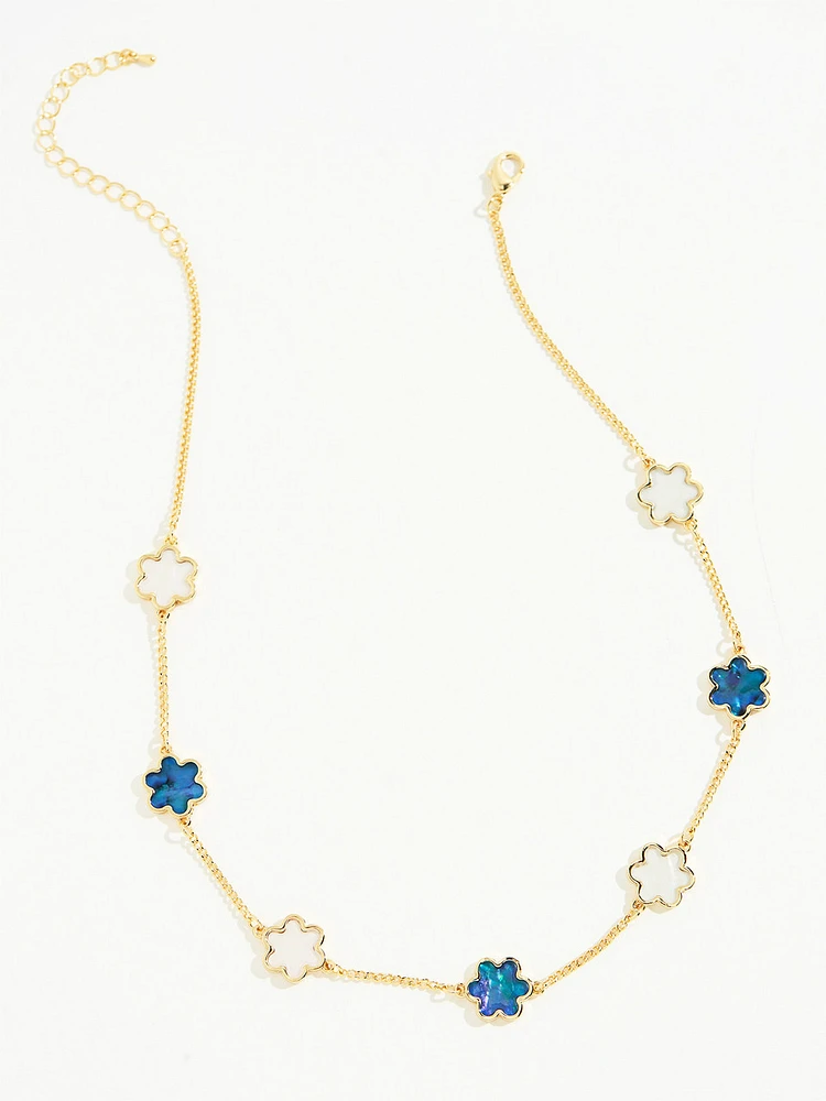 White & Navy Clover Necklace