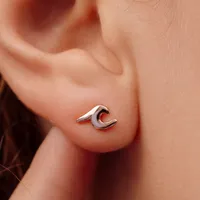 Wave Stud Earrings Rose Gold