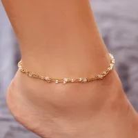 Opal Bead Combo Anklet Gold