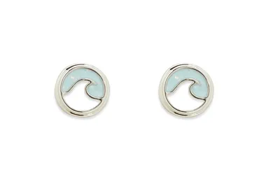 Opal Enamel Vave Stud Earrings