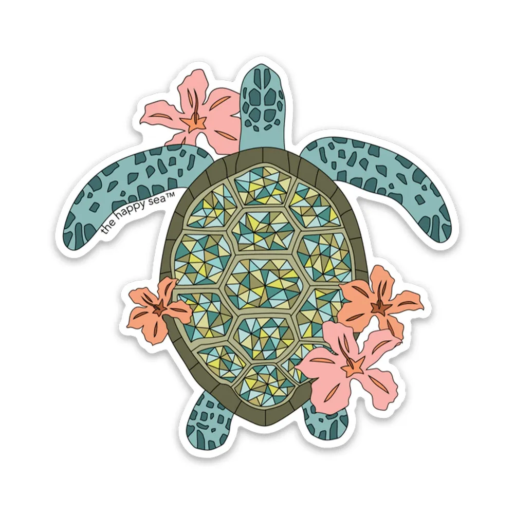 4" Hibiscus Turtle Vinyl