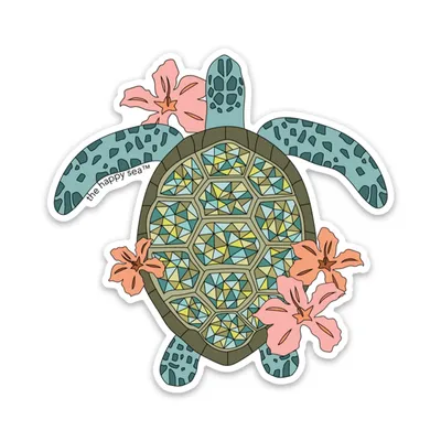 4" Hibiscus Turtle Vinyl