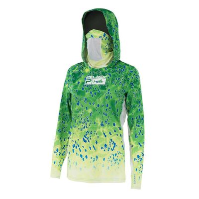 Pelagic Kid's Vaportek Hooded L/S Fishing Shirt-Army green-4T