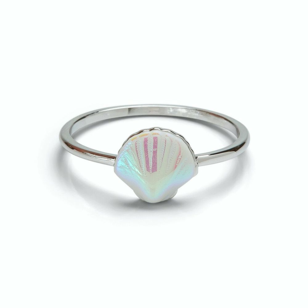 Iridescent Shell Ring Silver