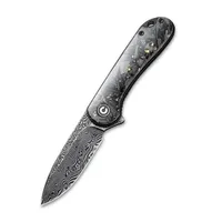 CIVIVI Elementum Shredded Carbon Fiber with Gold and Damascus Clad Blade (C907C-DS1)