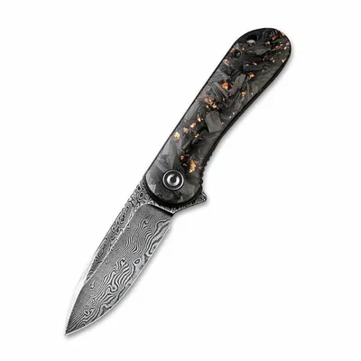 CIVIVI Elementum Shredded Carbon Fiber with Copper and Damascus Clad Blade (C907C-DS3)