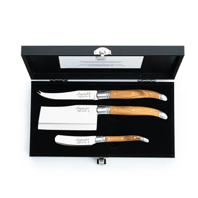 Laguiole Style de Vie Luxury Cheese Knife Set Olive Wood 3Pc (LuxKaasOlijf)