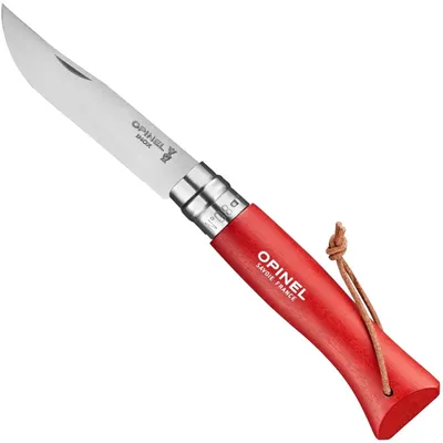Opinel No.8 Stainless Steel Red Beech Wood with Lanyard (1705)