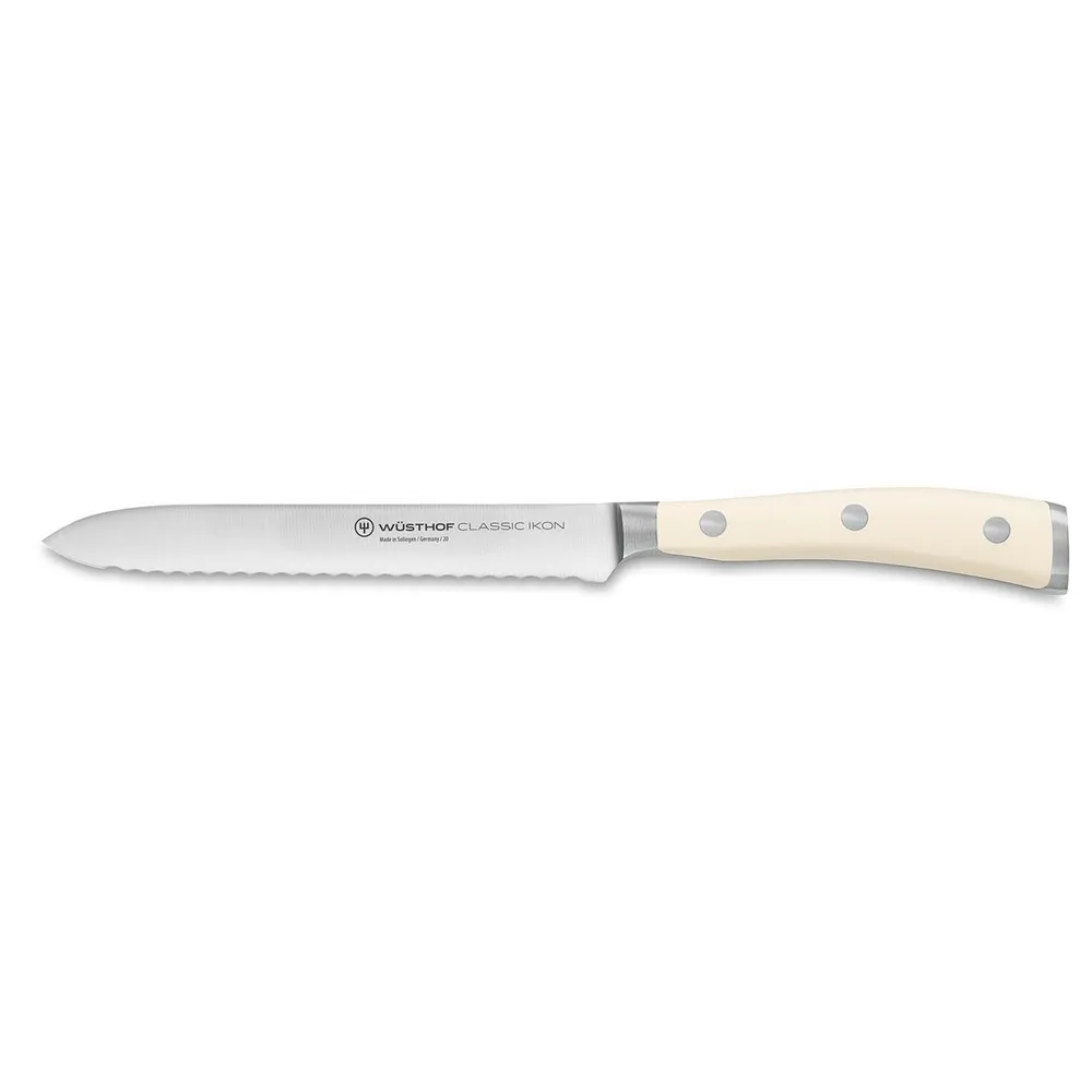 Wusthof Classic Creme Ikon 5" Utility Knife Serrated Edge (4126-0/14;1040431614)