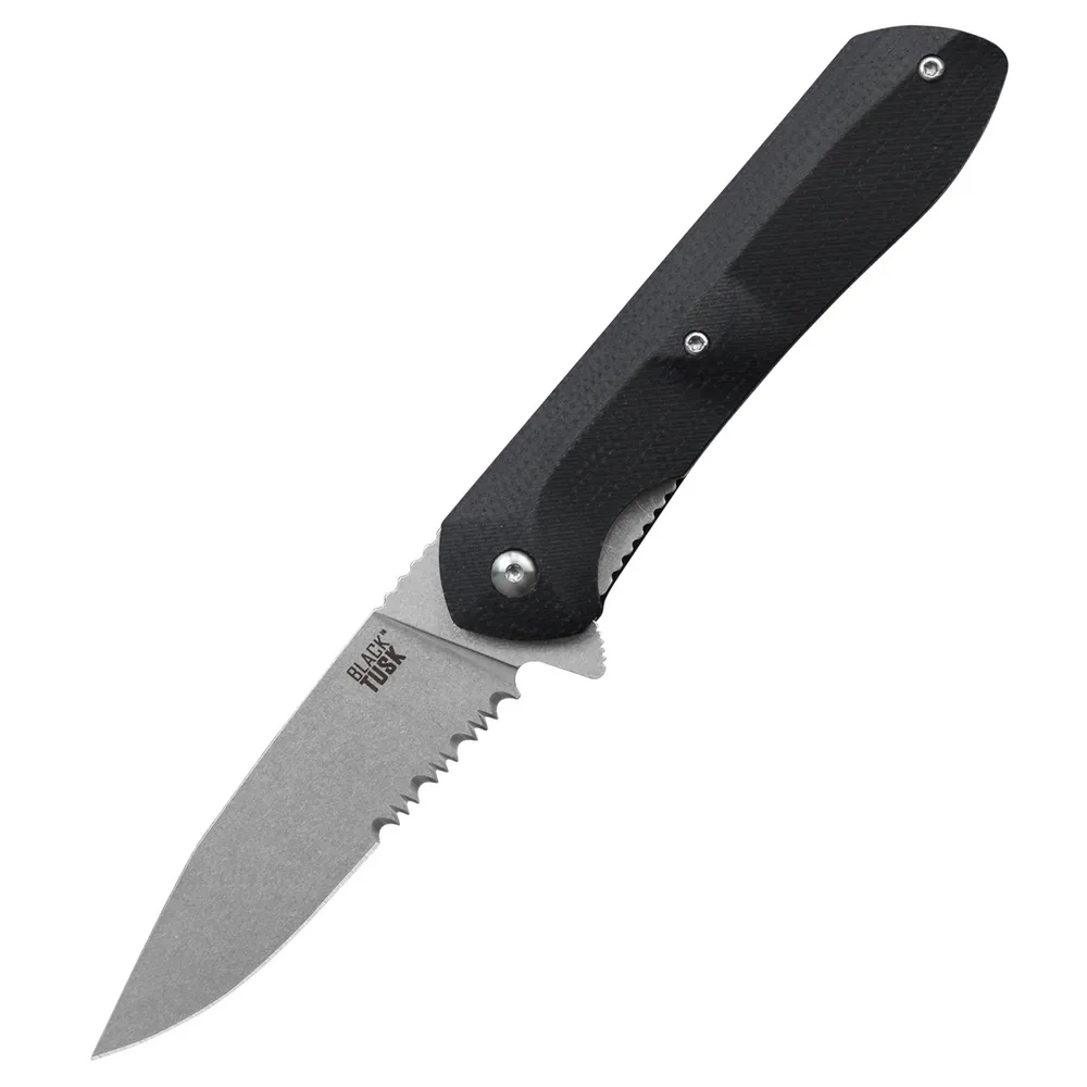 Black Tusk Boulder 2 Micarta Black Combination Edge (2BO45M-BLK50)