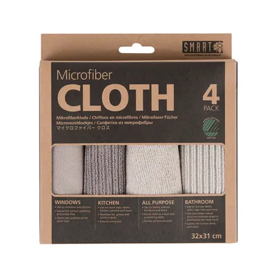 Smart Microfiber Cleaning Cloth 4Pc Grey Beige (E-1124-4-12)