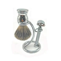 Ice Double Edge Safety Razor 3Pc Set with Mixed Badger Chrome (FB003-4)