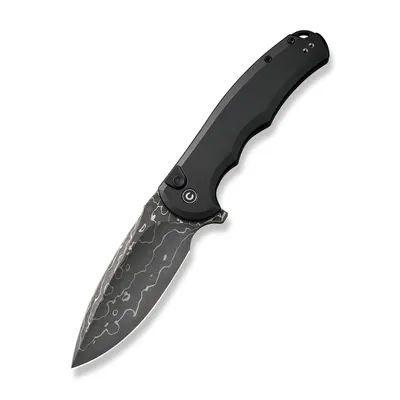 CIVIVI Button Lock Praxis Aluminum Black Damascus Clad (C18026E-DS1)