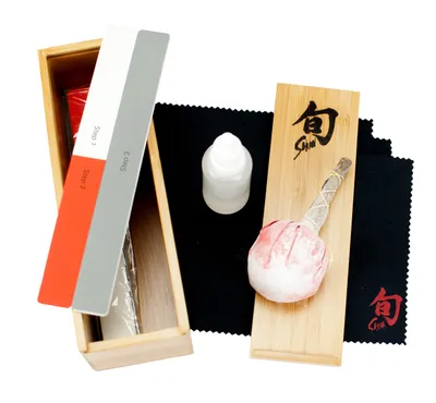 Shun Knife Care Kit (DM0625) Kitchen Polishing Cloth, Sticks, Oil, Talc Ball