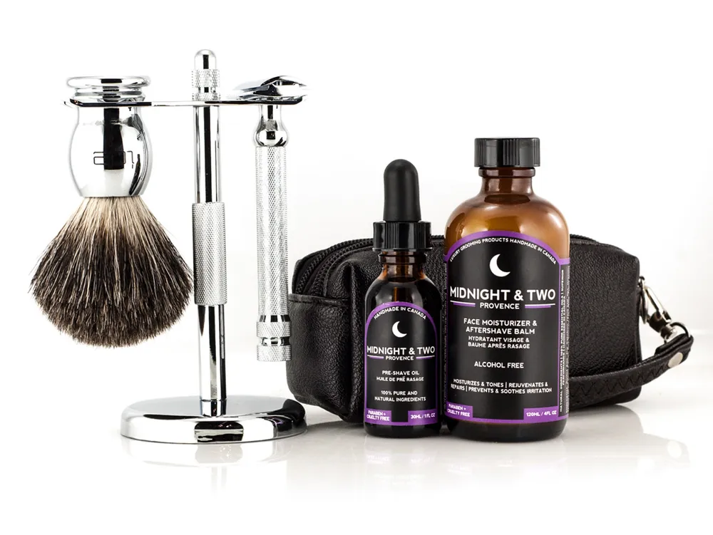 Shaving Set with Midnight & Two Provence Preshave, Aftershave, and Travel Case (BUN12)