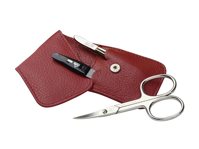 Erbe Soft Case 3pc Manicure Set Carbon Nickel Plated Red (9014)