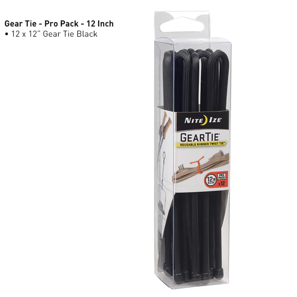 Nite Ize Gear Tie ProPack 12" 12 Pk Black (GTPP12-01-R8)