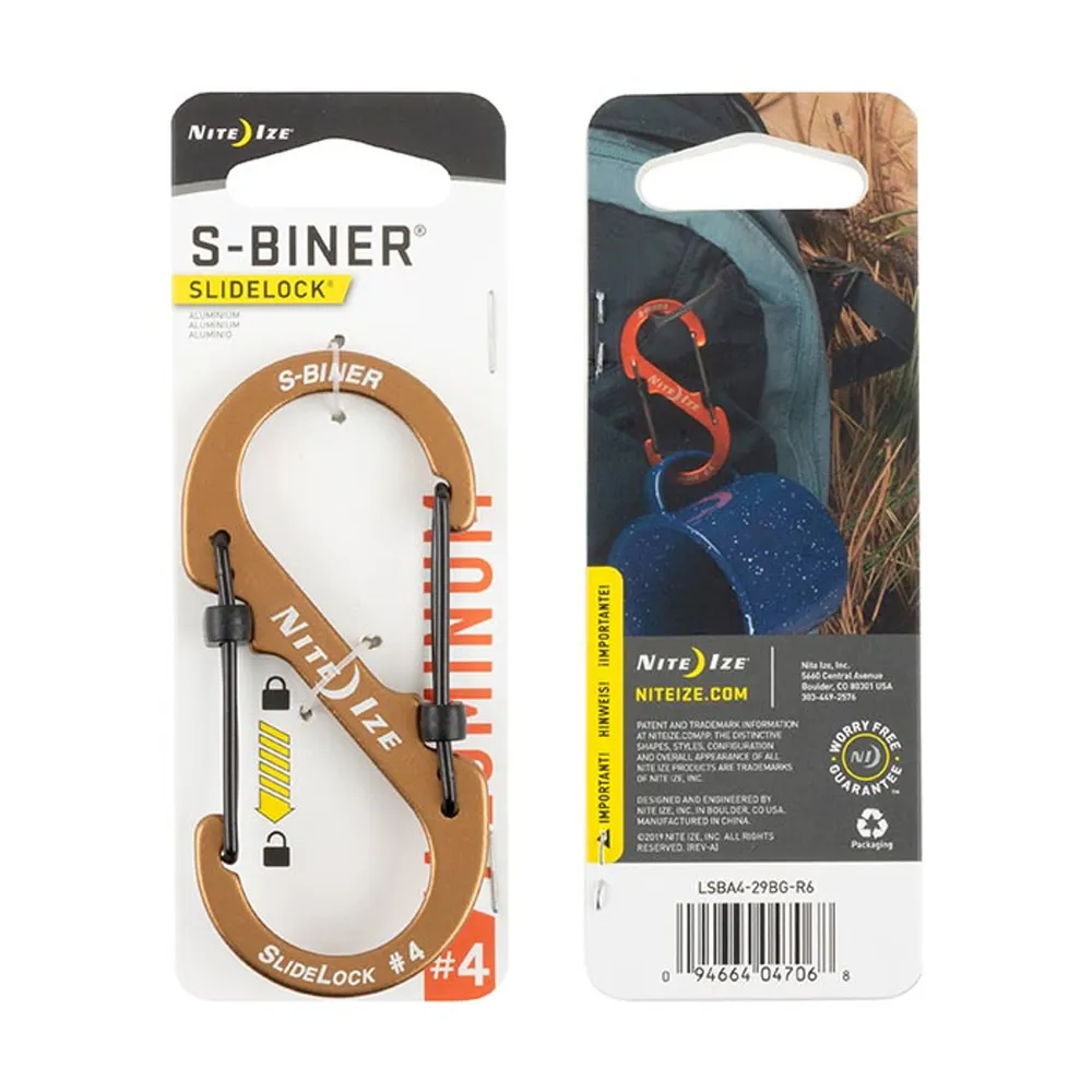 Nite Ize S-Biner SlideLock Aluminum #4 Coyote (LSBA4-29BG-R6)