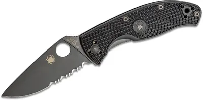 Spyderco Tenacious Black FRN Black Blade Combination Edge (C122PSBBK)