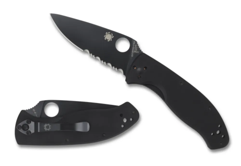 Spyderco Tenacious Black G10 Black Blade Combination Edge (C122GBBKPS)