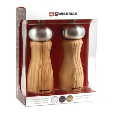 Swissmar Belle Spice Mill Set Olive Wood With Stainless Steel Top (SM-1506ST)