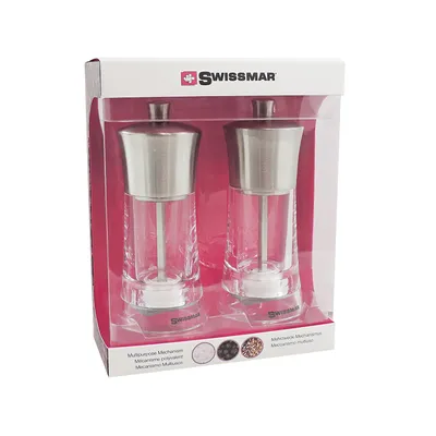 Swissmar Torre Spice Mill Set Acrylic  With Stainless Steel Top 6"(SM-1502SS)